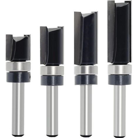 Lote de 4 fresas para copiar madera con vástago de 6 mm, equipadas con rodamientos de bolas, herramienta de corte profesional para router, para madera (1/4)