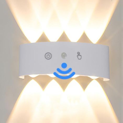 Batterie Rechargeable Applique Murale avec Detecteur de Mouvement Sans fil Installation Magnétique Intérieur Applique Murale 4000mAh Lampe Murale avec Interrupteur Touch pour Chambre Couloir Enfant [C (1/5)