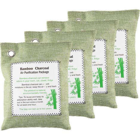 Sachet Purificateur D'air - Charbon De Bambou Actif - Pour Voiture Maison Cuisine Salle De Bain Réfrigérateur - Lot De 4 (1/5)