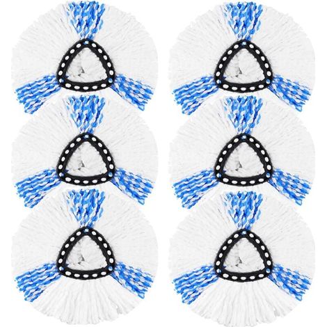 4 vadrouilles de Rechange pour Vileda Turbo 2 en 1 EasyWring & Clean Compatible avec Le kit de Remplacement de tête de vadrouille O-Cedar (6 Blanc-Bleu) (1/5)