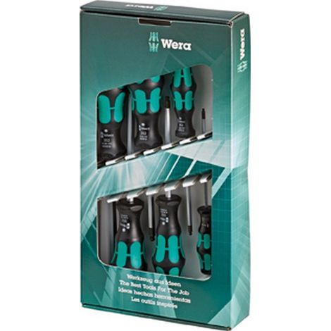Wera – Jeu de 6 tournevis à tête sphérique – Acier spécial allié – Revêtement Black Point pour couple accru – Poignée ergonomique Kraftform Plus