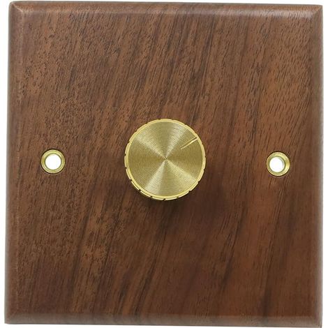 Variateur d'intensité avec bouton en laiton, variateur rotatif avec plaque en bois de noyer noir, pour douille de lampe et réglage de l'alimentation intérieure (1/5)