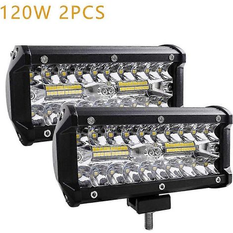 Barre lumineuse de travail LED 4/2 pièces 12-24 V, phares LED, projecteurs antibrouillard à diode pour quad, tracteur, moto, accessoires tout-terrain, 4 x 4120 W, 2 pièces (1/5)