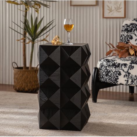 Beistelltisch aus Massivholz und MDF Retro Schwarz OKMYHOME (1/5)