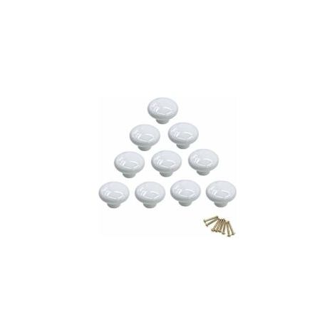 Bouton rond en porcelaine, bouton de meuble, bouton de tiroir, bouton d'armoire, poignée en céramique, rénovation intérieure, tiroir ancien, armoire, commode, porte - blanc - Blanc, de (1/5)