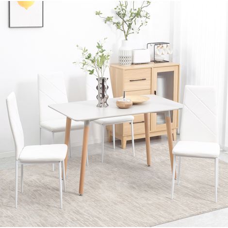 Silla comedor tapizada respaldo alto acero blanca OKMYHOME (1/3)