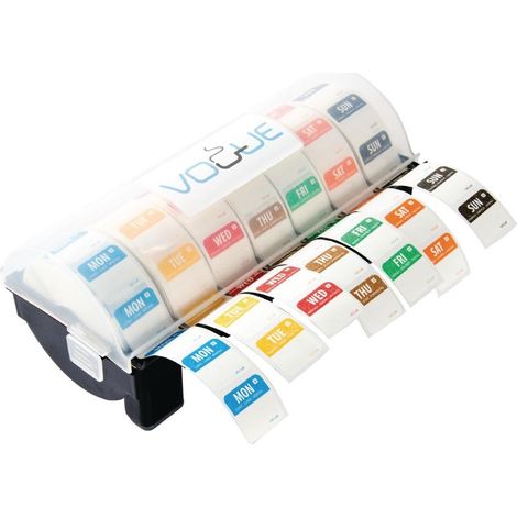 Kit étiquettes alimentaires solubles code couleur distributeur plastique 24 mm - Vogue (1/2)