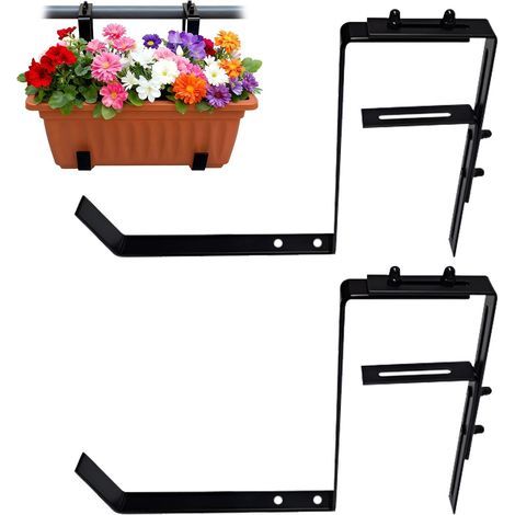 Support de Bac à Fleurs pour Parapets et Balustrades de Balcon, 2 pièces, Support pour Jardinière, Accroche Jardinière en Métal pour le Balcon (1/4)