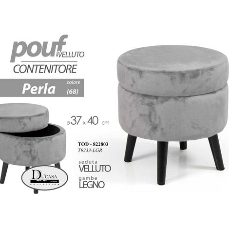 Pouf-Behälter in Perlgrau, der geöffnet werden kann, cm 37 x 40 h