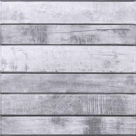Panneaux Muraux 3D Adhesif Bois, Rétro Hellgrau, 10 Pièces, 30x30 cm, Fausse Bois Murale PVC, 3D Autocollants Muraux, imperméable (1/5)