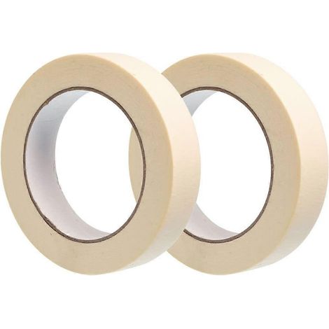 Lot de 2 rouleaux de ruban de masquage (24 mm x 50 m) pour la protection des surfaces lors de travaux de décoration. (1/5)