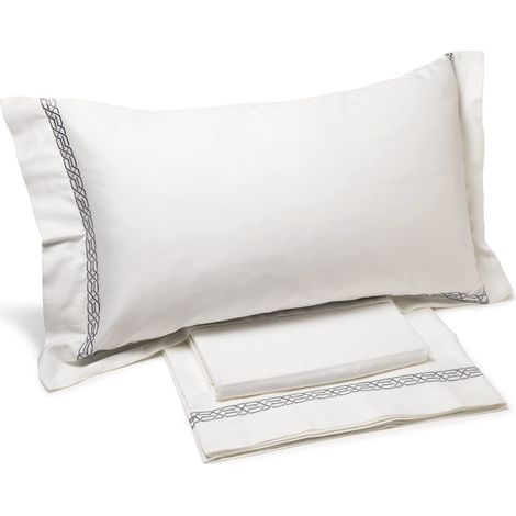 Parure de lit avec Housse de Couette 100% Coton – 2 Taies d’Oreiller 50x80 cm, Linge de Lit Confortable et Elégant - Housses de Couettes Pour 1 Personne ou 2 Personnes (1/2)