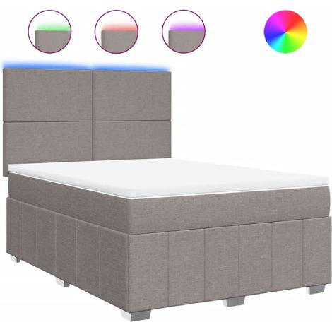 Maison Exclusive - Sommier à lattes de lit avec matelas Taupe 160x200 cm Tissu (1/5)