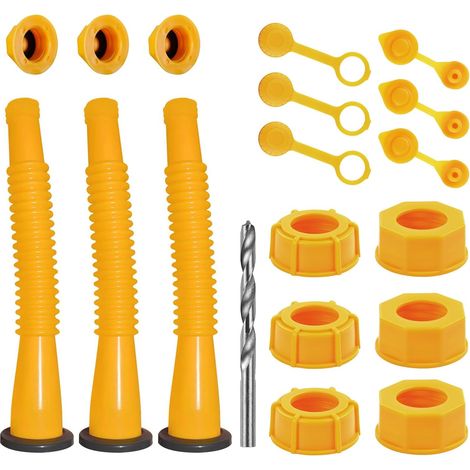 Kit di beccucci di ricambio per taniche di benzina (confezione da 3 - Giallo). Compatibile con taniche da 1, 2, 5 e 10 galloni. Facile e comodo da usare.