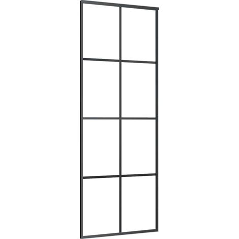 Maison Exclusive - Schiebetür Schwarz 76x205 cm ESG Glas und Alum