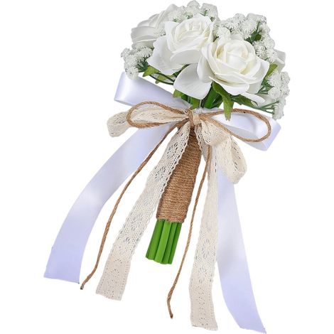 Elegante arreglo floral artificial para bodas, rosas de tela - BS
