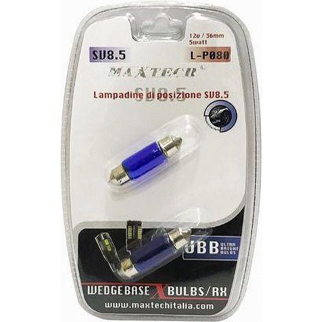TRADE SHOP - Lampadine Di Posizione Sv8.5 12v 36mm 5w Maxtech L-p080 Lampadine Ultra Luminose - (1/2)