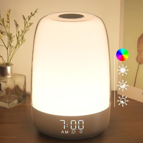 Sonnenaufgangssimulator-Wecker, moderne und kompakte digitale Nachttischlampe mit 3 Helligkeitsstufen für Tiefschläfer
