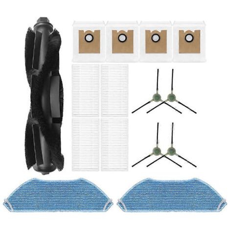Pièces de rechange pour Lefant M2 Pro/M2S Pro : 1 brosse rotative, 4 brosses latérales, 4 filtres HEPA, 2 lingettes de nettoyage, 4 sacs à poussière (1/5)