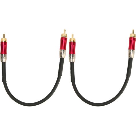 Câble RCA Professionnel Double Blindé Connecteur Doré 2 Pièces 0.3m pour Ampli DVD TV Home Cinéma (1/5)