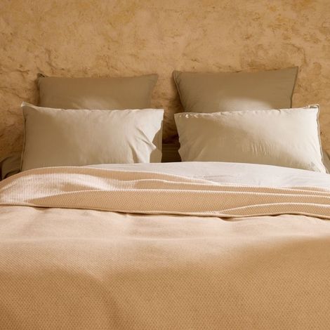 Dessus de lit coton et lin mélangés CABOURG naturel 250x270 cm (1/5)