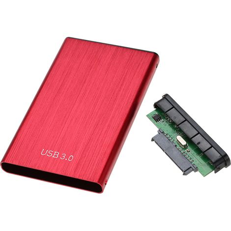 Boîtier SSD/HDD SATA 2,5'' 6 Gbit/s vers USB 3.0, boîtier de disque dur haute vitesse en alliage d'aluminium avec câble USB, rouge (disque dur non inclus). (1/5)