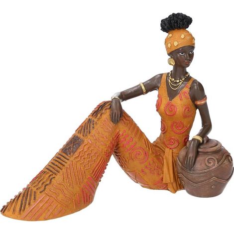 Estatua de cerámica mujer africana sentada cm21x10,5h16,5 (1/2)