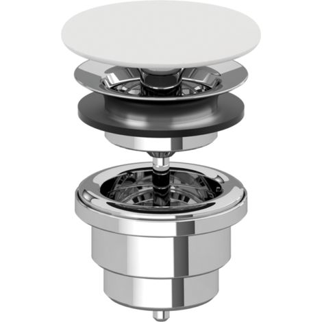 Bonde lavabo à écoulement libre Blanc mat CeramicPlus