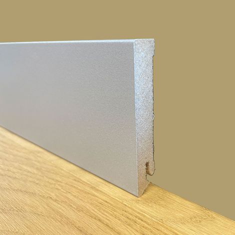 96ml di BATTISCOPA ZOCCOLINO SQUADRATO in FIBRA DI LEGNO COMPATTA 80X15 ARGENTO