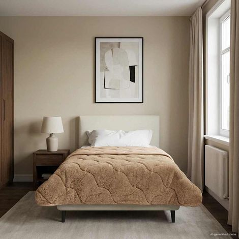 Ganzjahresbettdecke Gepolstert Taupe 140 x 220 cm (1/5)