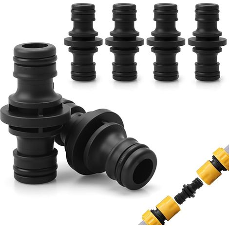 Set mit 4 1/2"-Gartenschlauchverbindern, Doppelschlauchverbinder, bidirektionale Verbindung, Schlauchanschluss für Garten und Haushalt (Schwarz) (1/5)