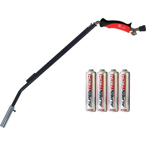 Désherbeur Thermique Gaz Piezo + 4 Cartouches gaz 330gr - Bruleur Mauvaises Herbes, Allumage Barbecue INTEC (1/5)