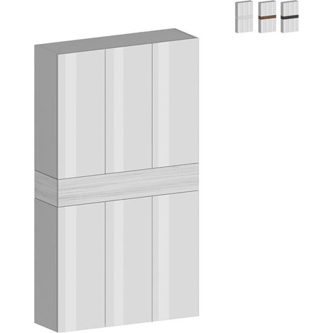 Moderner großer Schuhschrank 114x34x200cm, 6 Türen, 10 Regale, Dettey - Weiß