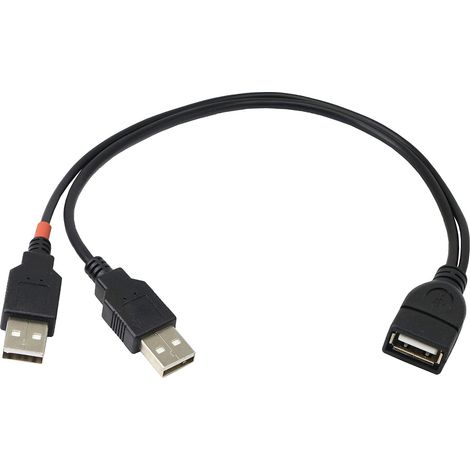 USB 2.0 Extension Cable, USB 2.0 Un diviseur Enhancer puissance Y Hub câble adaptateur, 1 femelle à 2 mâle Charge Câble rallonge (de 30 cm) (1/5)
