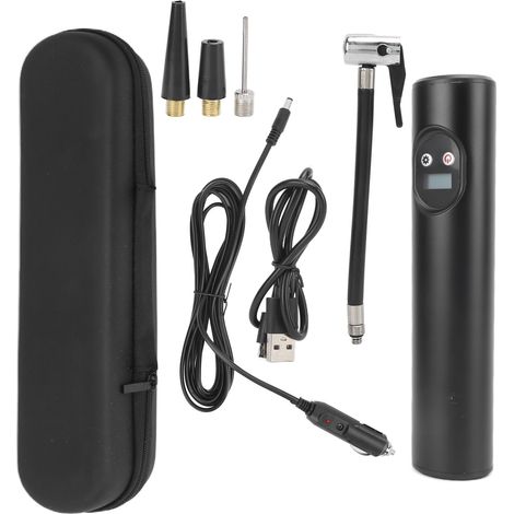 Kabellose Luftpumpe, tragbar, multifunktional, wiederaufladbar, Digitalanzeige, leichter Aufbläser, Schwarz.