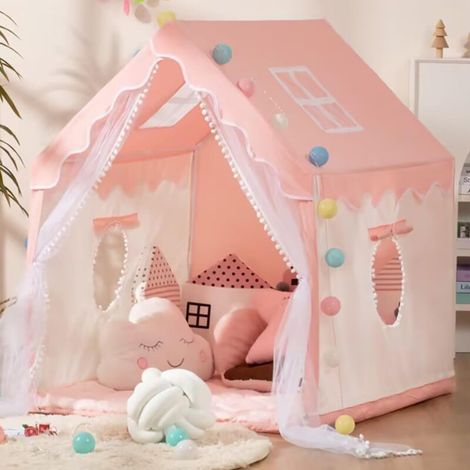Tente de Princesse - Grande Maison de Jeu pour Fille - Château de Jeu pour Enfant - Cadeau de Noël ou Anniversaire - pour Jouer à l'Intérieur ou à l'Extérieur (Rose) (1/5)