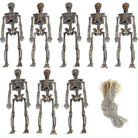 Mini esqueletos de Halloween, decoración de esqueletos de Halloween, guirnalda de esqueletos, calavera decorativa de Halloween, esqueleto humano falso de cuerpo completo de 5.9 pulgadas, Halloween SKU (1/5)