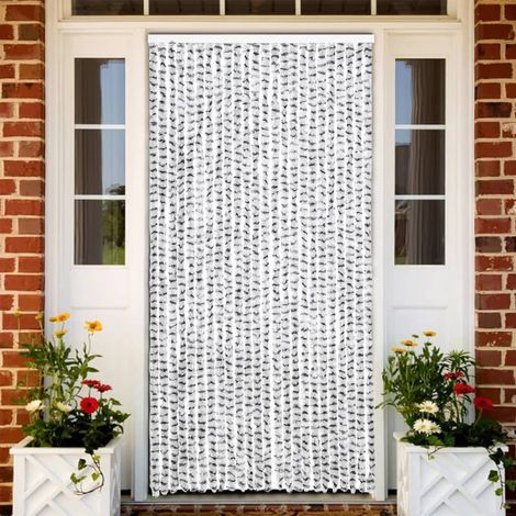 Rideau moustiquaire, gris clair et foncé, 100 x 220 cm, chenille (1/5)