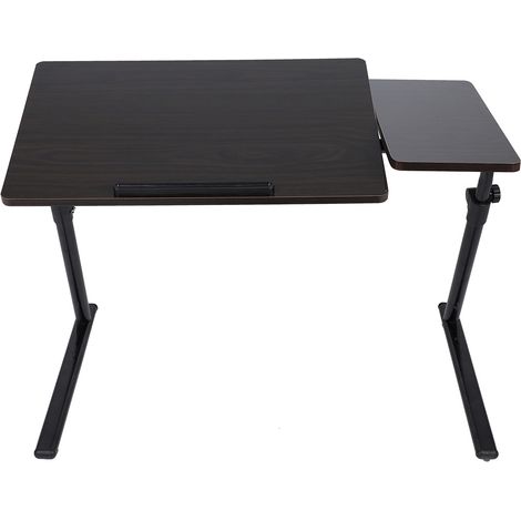 Support portable pour ordinateur portable à hauteur réglable, table de lecture latérale pour lit de bureau (noyer foncé) (1/5)