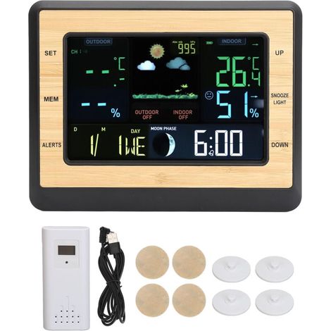 Zoternen Station de prévisions météorologiques Écran de couleur du compteur numérique Température Humidité Monitor pour intérieur extérieur (1/4)