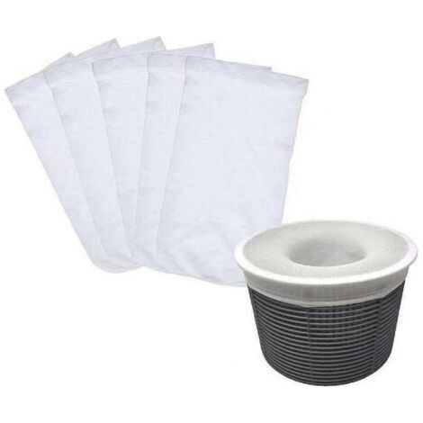 Pool Skimmer Socks, 5 Pièce Chaussette Skimmer Piscine, Réutilisable pour Panier Skimmer, Chaussette Filtre Piscine, Chaussettes de Skimmer pour Peuvent Emprisonner Pollen, Feuilles (Blanc) (1/5)