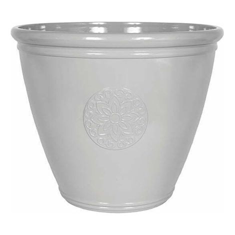 40cm Small Eden Emblem Plant Pot - Plastic - L40 x W40 x H30 cm - Grey