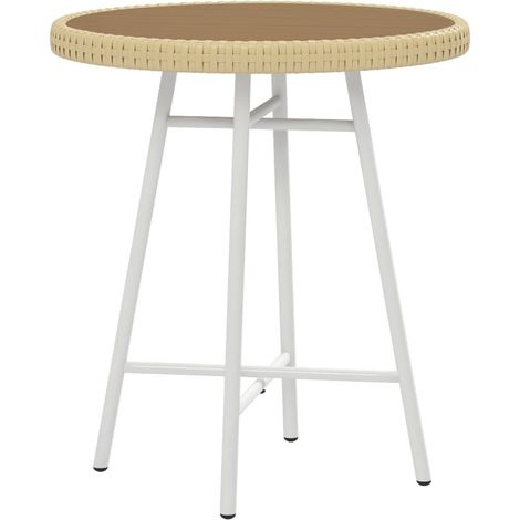 Mesa Auxiliar de Ratán Sintético con Tablero de Madera Plástica y Marco de Acero Galvanizado 50x50x55 cm Natural (1/5)