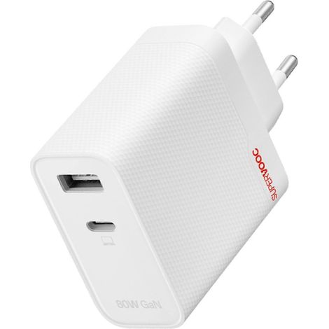 Compatible avec l'adaptateur secteur USB SuperVOOC 80W, charge rapide et sûre, blanc. (1/5)