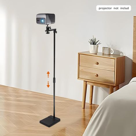 Beamer Ständer Höhenverstellbar 122-154cm, Beamer Ständer mit Basis, Projektorständer mit 360° Drehung und 90° Neigung, Metall Beamerständer Kompatibel mit 1/4-Sekunden-Projektoren