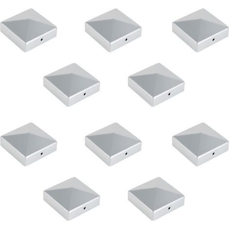 EINFEBEN 10 tapas cuadradas para postes de valla, forma de pirámide, color plata, 91 mm (1/4)