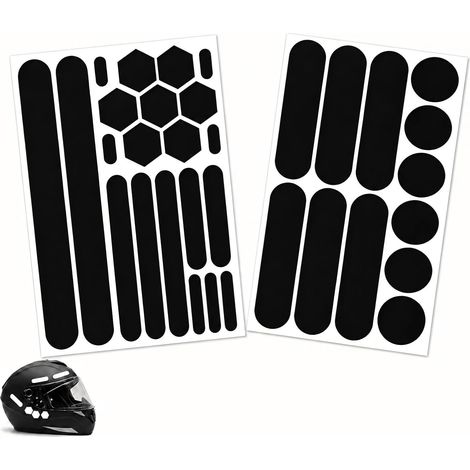 Bögen reflektierende Aufkleber, selbstklebende Reflektorstreifen und Sichtbarkeitsaufkleber für Helm, Motorrad, Fahrrad, Elektroroller, Kinderwagen, Rollstuhl, Koffer, Schwarz