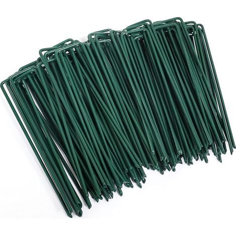 Piquets de Jardin 100 Pcs(150 x 30 mm,Ø 3mm), Piquets de Fixation en Acier pour Jardin Toiles de Paillages et de Jardinage Grillage, Galvanisé Antirouille à Chaud Agrafes en Forme de U (1/5)
