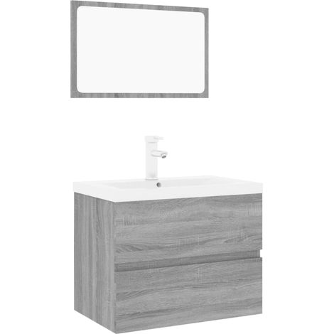 Maison Exclusive - Badmöbel-Set Grau Sonoma Holzwerkstoff
