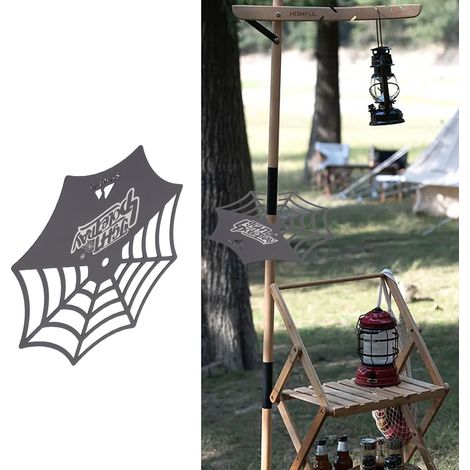 Support de poteau lumineux en acier inoxydable semi-creux pour voyage, barbecue et camping. Plateau/étagère/support de lampe pour poteau lumineux, idéal pour les voyages, barbecues et camping. (1/5)